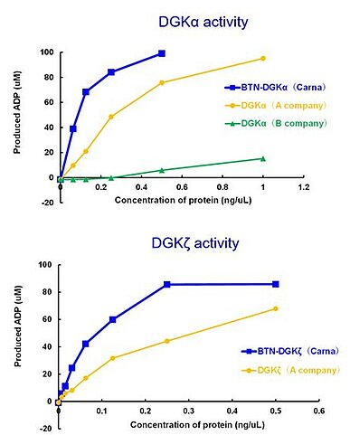 Fig.2 Comparison of DGK enzymatic activity for Carna`s and competitor`s products 